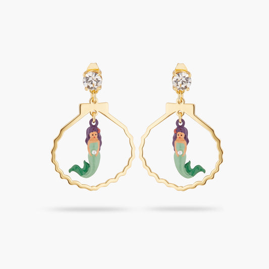 Mermaid, Cut Stone, Seashell Shape Earrings | ATOC1031