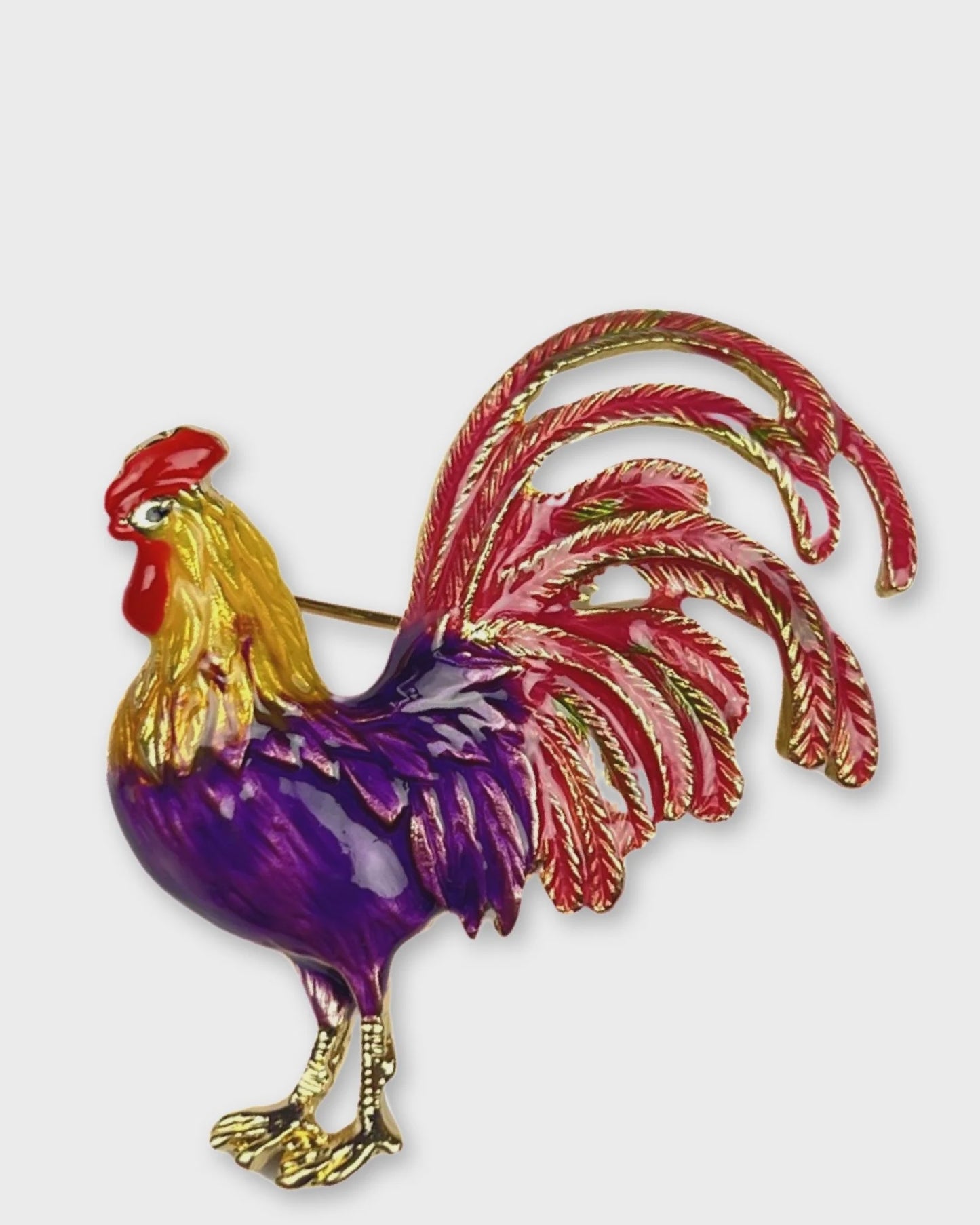Rooster Enamel Pin- Purple